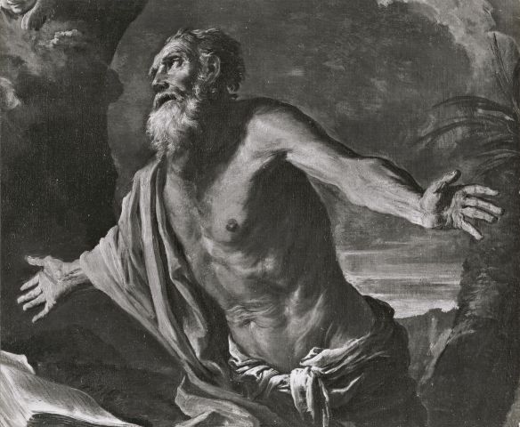 Anonimo — Mola Pier Francesco - sec. XVII - San Girolamo penitente nel deserto: particolare — particolare